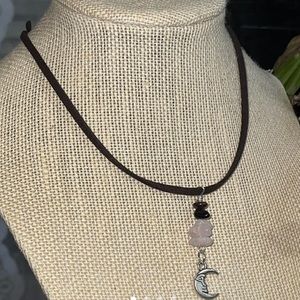 Crystal moon charm necklace